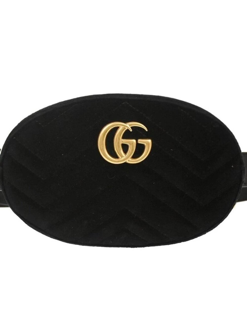 Gucci Black Velvet GG Marmont Belt Bum Bag 476434 585795 117498